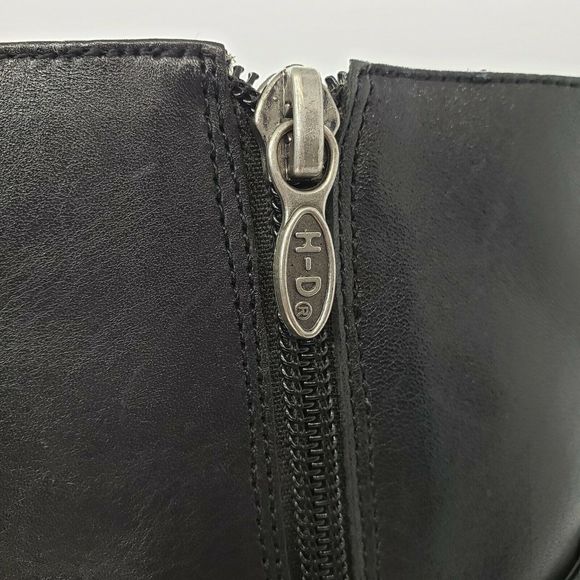 Harley Davidson Ankle Boots Black Leather Heels - Picture 9 of 11